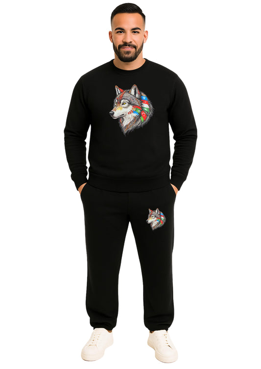 Erkek Sıfır Yaka 2 İplik Şardonlu Paça Lastikli  Eşofman Takımı - Füme