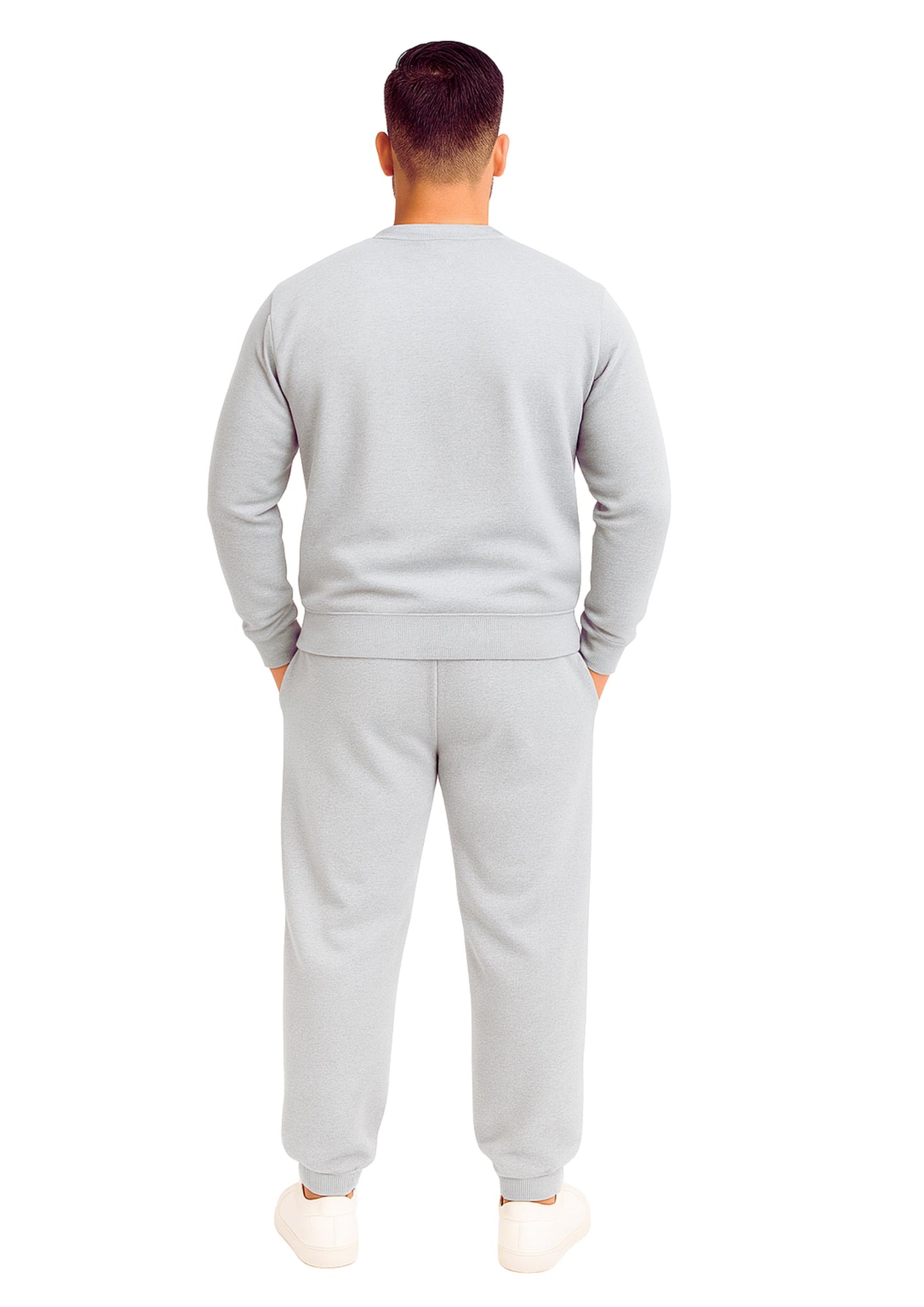 Erkek Sıfır Yaka 2 İplik Şardonlu Paça Lastikli  Eşofman Takımı - Mavi