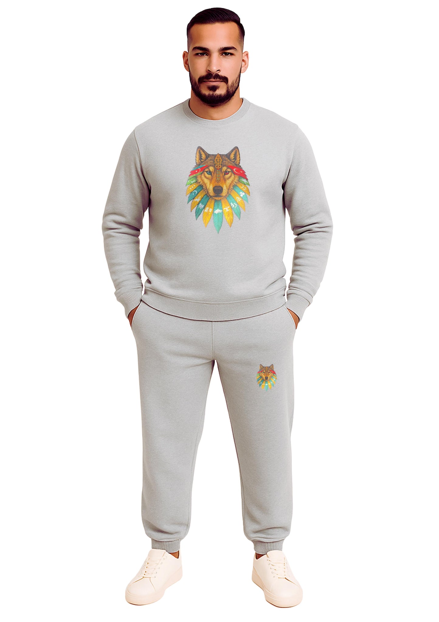 Erkek Sıfır Yaka 2 İplik Şardonlu Paça Lastikli  Eşofman Takımı - Antrasit