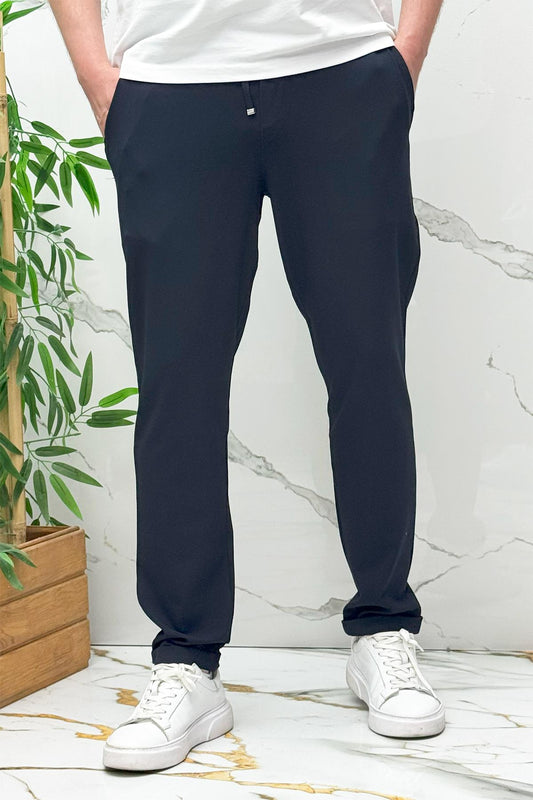 Erkek Slim Fit Keten Pantolon Premium Kalite Dar Kesim - Lacivert