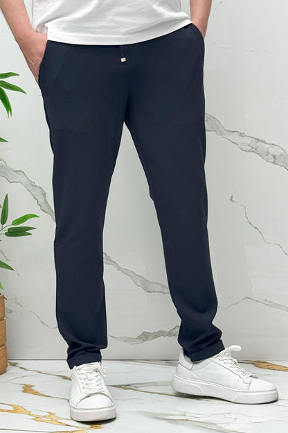 Erkek Slim Fit Keten Pantolon Premium Kalite Dar Kesim - Lacivert