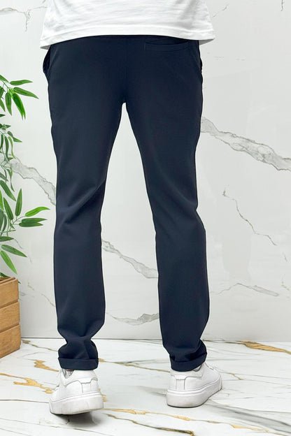 Erkek Slim Fit Keten Pantolon Premium Kalite Dar Kesim - Lacivert