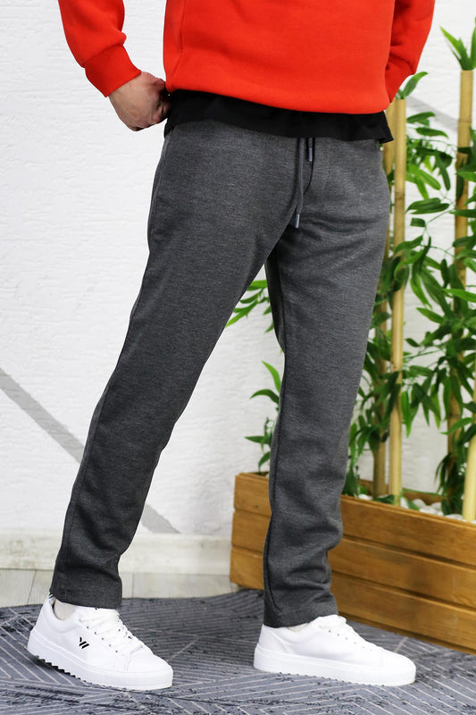 Erkek Slim Fit Örme Pantolon - Antrasit