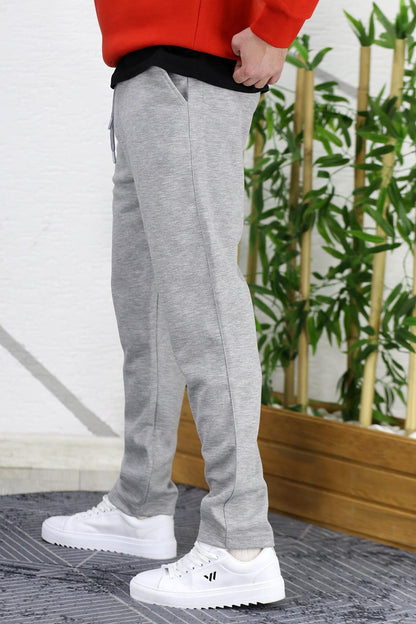 Erkek Slim Fit Örme Pantolon - Gri