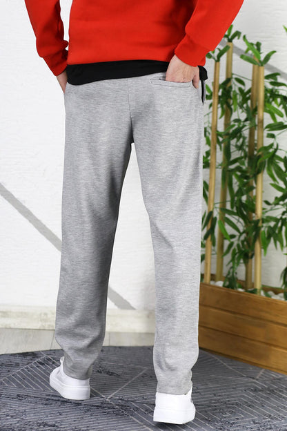 Erkek Slim Fit Örme Pantolon - Gri