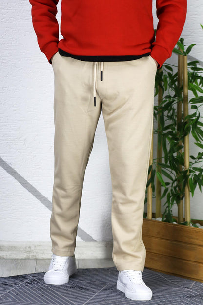 Erkek Slim Fit Örme Pantolon - Bej