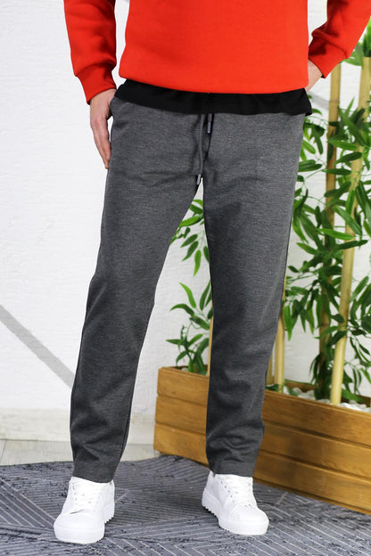 Erkek Slim Fit Örme Pantolon - Antrasit