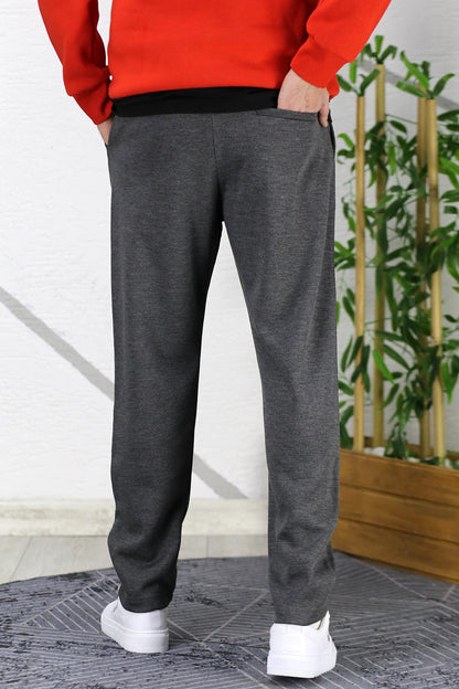 Erkek Slim Fit Örme Pantolon - Antrasit