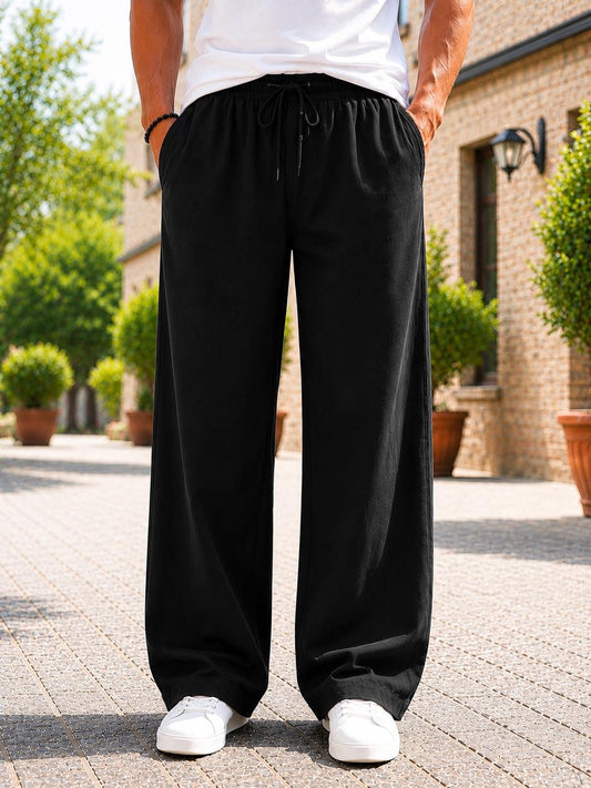 Erkek Tiril Tiril Yüksek Kalite Tensel Baggy Pantolon - Siyah