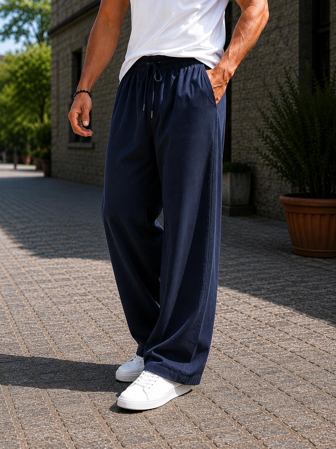 Erkek Tiril Tiril Yüksek Kalite Tensel Baggy Pantolon - Lacivert