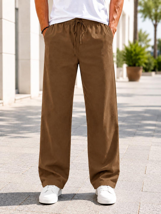 Erkek Tiril Tiril Yüksek Kalite Tensel Baggy Pantolon - Bej
