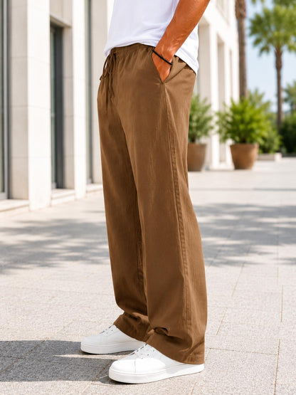 Erkek Tiril Tiril Yüksek Kalite Tensel Baggy Pantolon - Bej