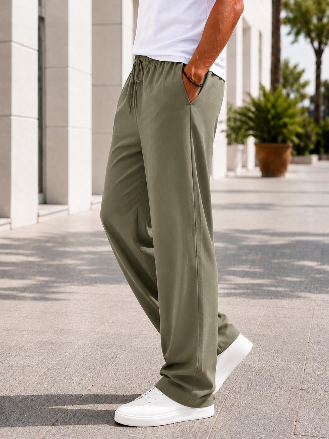 Erkek Tiril Tiril Yüksek Kalite Tensel Baggy Pantolon - Koyu Yeşil