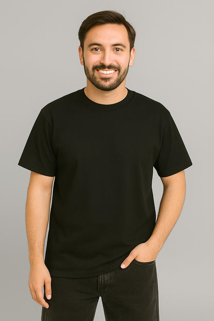 Erkek Tshirt  Slim Fit (Dar Kalıp) Premium Kalite Düz Model - Siyah