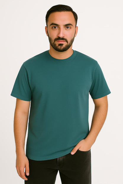 Erkek Tshirt  Slim Fit (Dar Kalıp) Premium Kalite Düz Model - Haki Yeşil