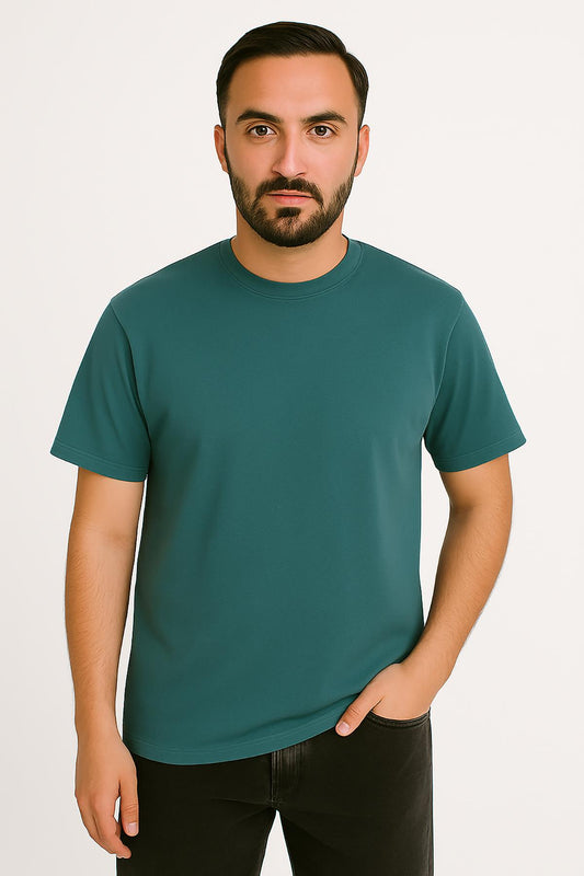 Erkek Tshirt  Slim Fit (Dar Kalıp) Premium Kalite Düz Model - Haki Yeşil