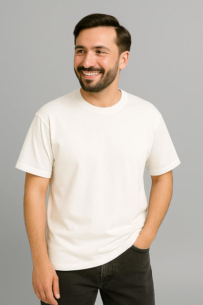 Erkek Tshirt  Slim Fit (Dar Kalıp) Premium Kalite Düz Model - Beyaz