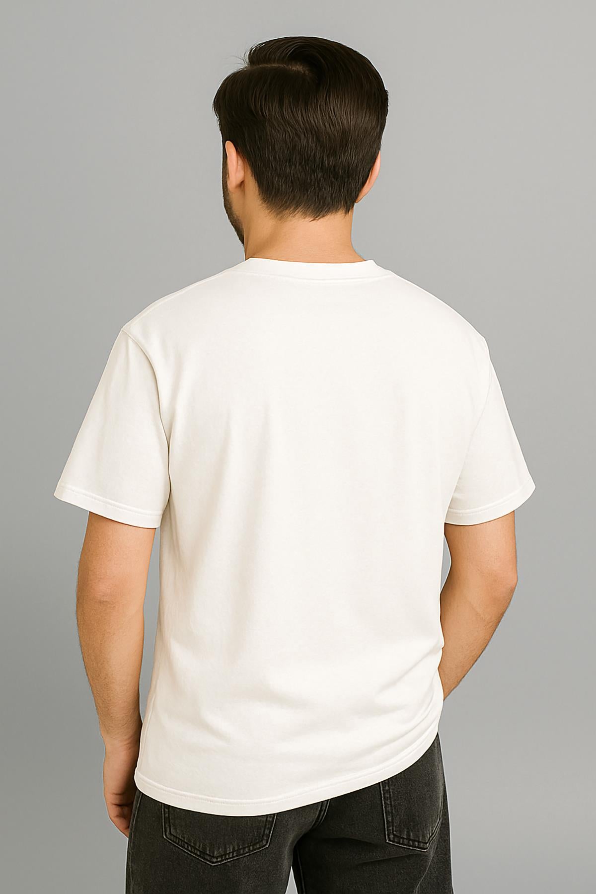 Erkek Tshirt  Slim Fit (Dar Kalıp) Premium Kalite Düz Model - Beyaz