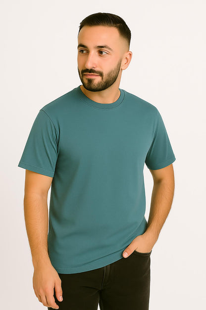 Erkek Tshirt  Slim Fit (Dar Kalıp) Premium Kalite Düz Model - Haki Yeşil