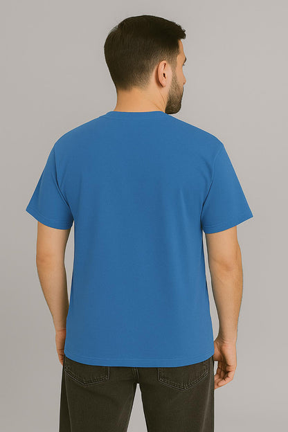Erkek Tshirt  Slim Fit (Dar Kalıp) Premium Kalite Düz Model - Saks Mavi