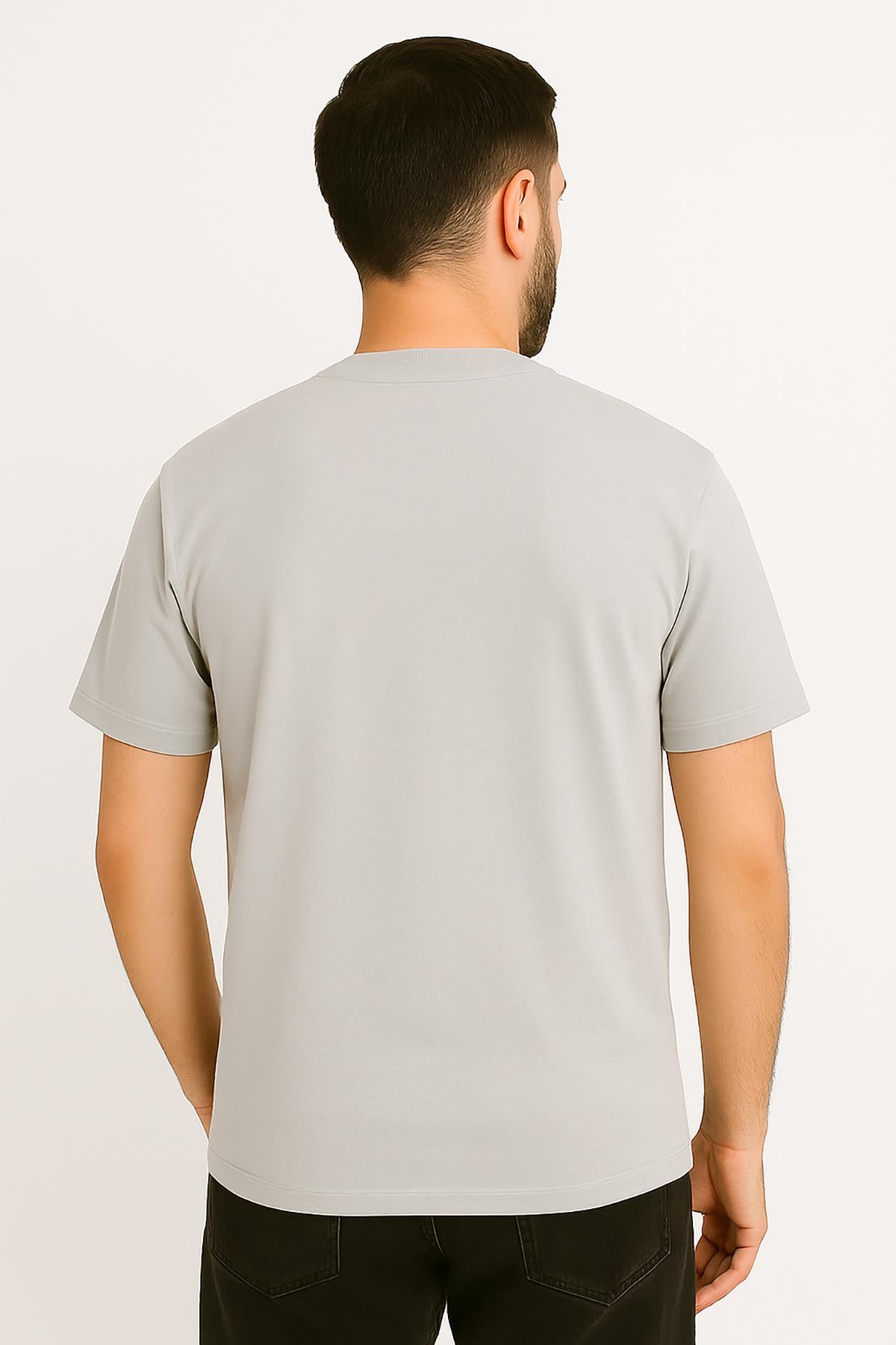 Erkek Tshirt  Slim Fit (Dar Kalıp) Premium Kalite Düz Model - Gri