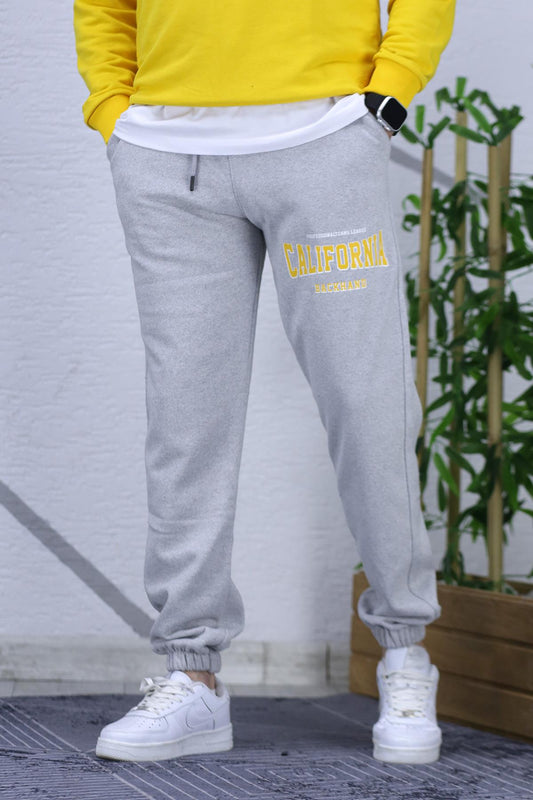 Erkek Üç İplik Eşofman Altı Calıfornia Baskı - Gri