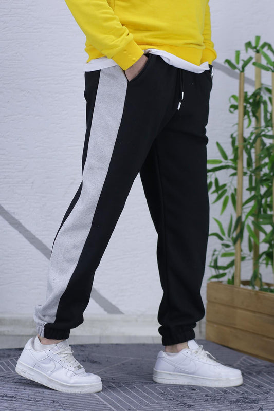 Erkek Üç İplik Şardonlu Tam Parçalı Eşofman Altıı - Siyah