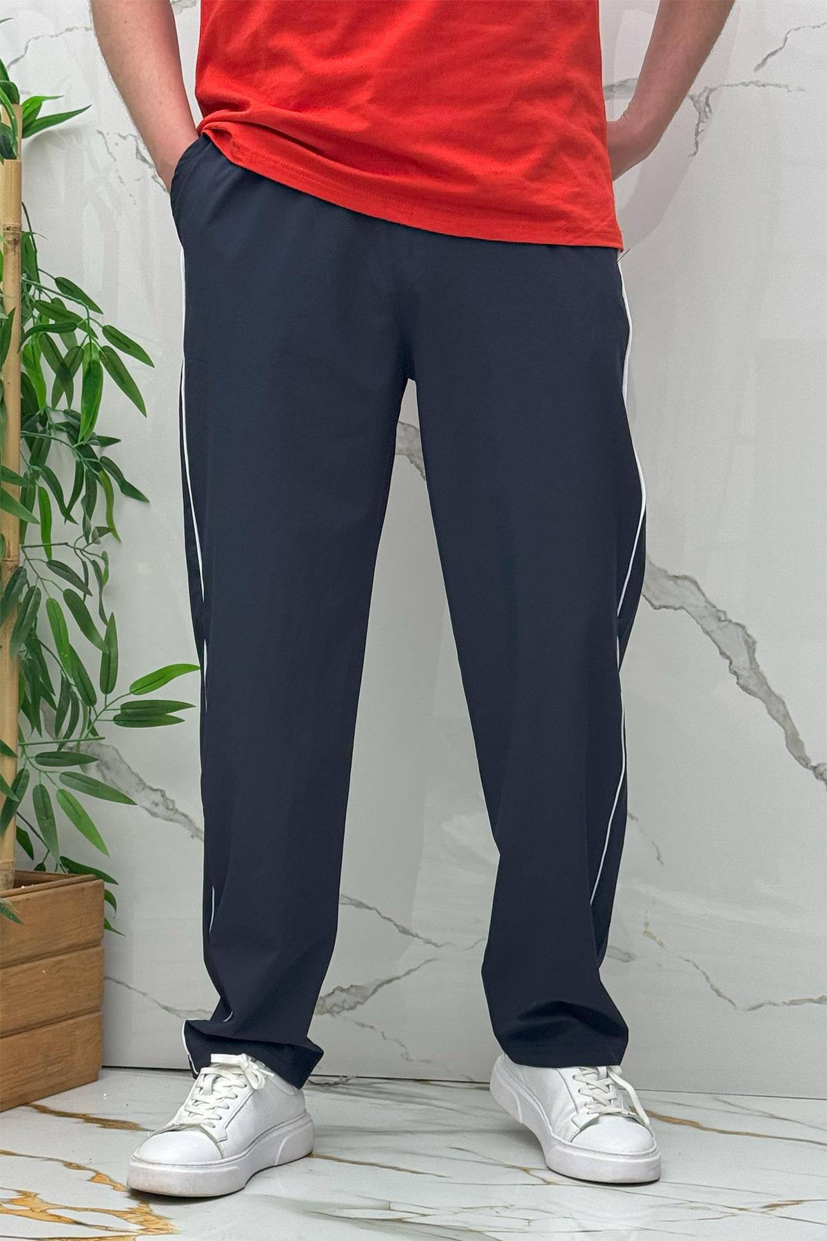 Erkek Yanları Biyeli Full Likralı Baggy Pantolon - Lacivert