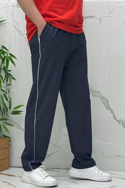 Erkek Yanları Biyeli Full Likralı Baggy Pantolon - Lacivert