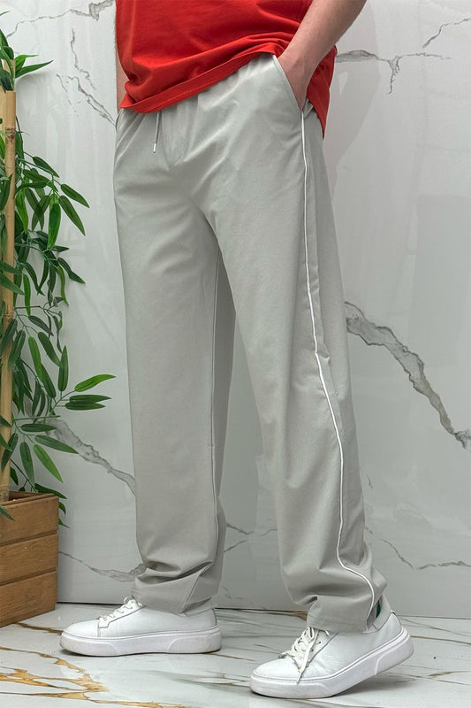 Erkek Yanları Biyeli Full Likralı Baggy Pantolon - Gri