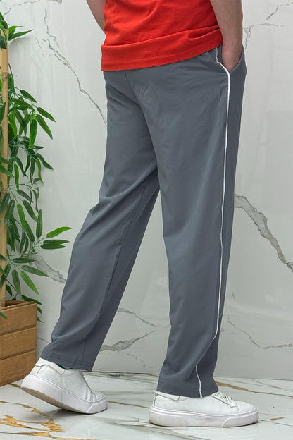 Erkek Yanları Biyeli Full Likralı Baggy Pantolon - Koyu Gri