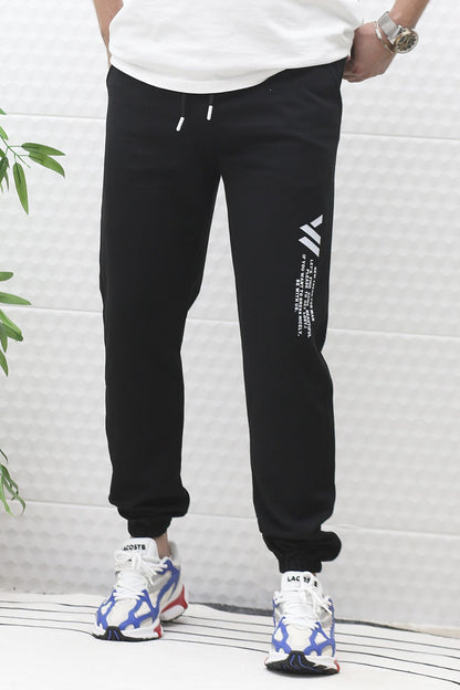 Erkek Yazlık Eşofman Altı Wafra Yan Baskı - Siyah