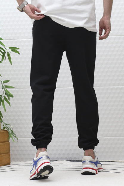 Erkek Yazlık Eşofman Altı Wafra Yan Baskı - Siyah