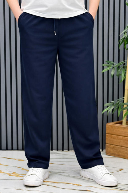 Erkek Yazlık Kumaş Baggy Beli Lastikli Pantolon - Lacivert