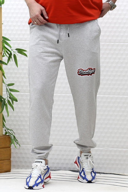 Erkek Yazlık Penye Eşofman Altı Brooklyn Baskı - Gri