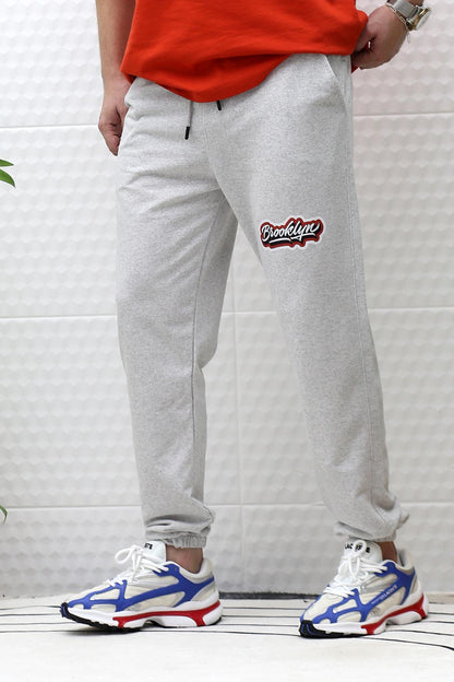 Erkek Yazlık Penye Eşofman Altı Brooklyn Baskı - Gri