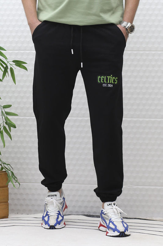 Erkek Yazlık Penye Eşofman Altı Celtic Baskı - Siyah