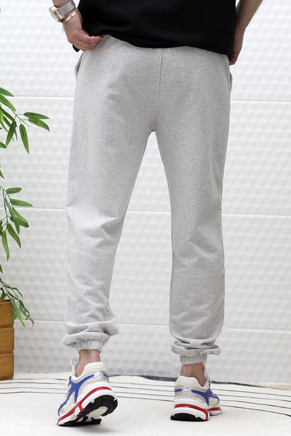 Erkek Yazlık Penye Eşofman Altı Work-Hard Baskılı - Gri