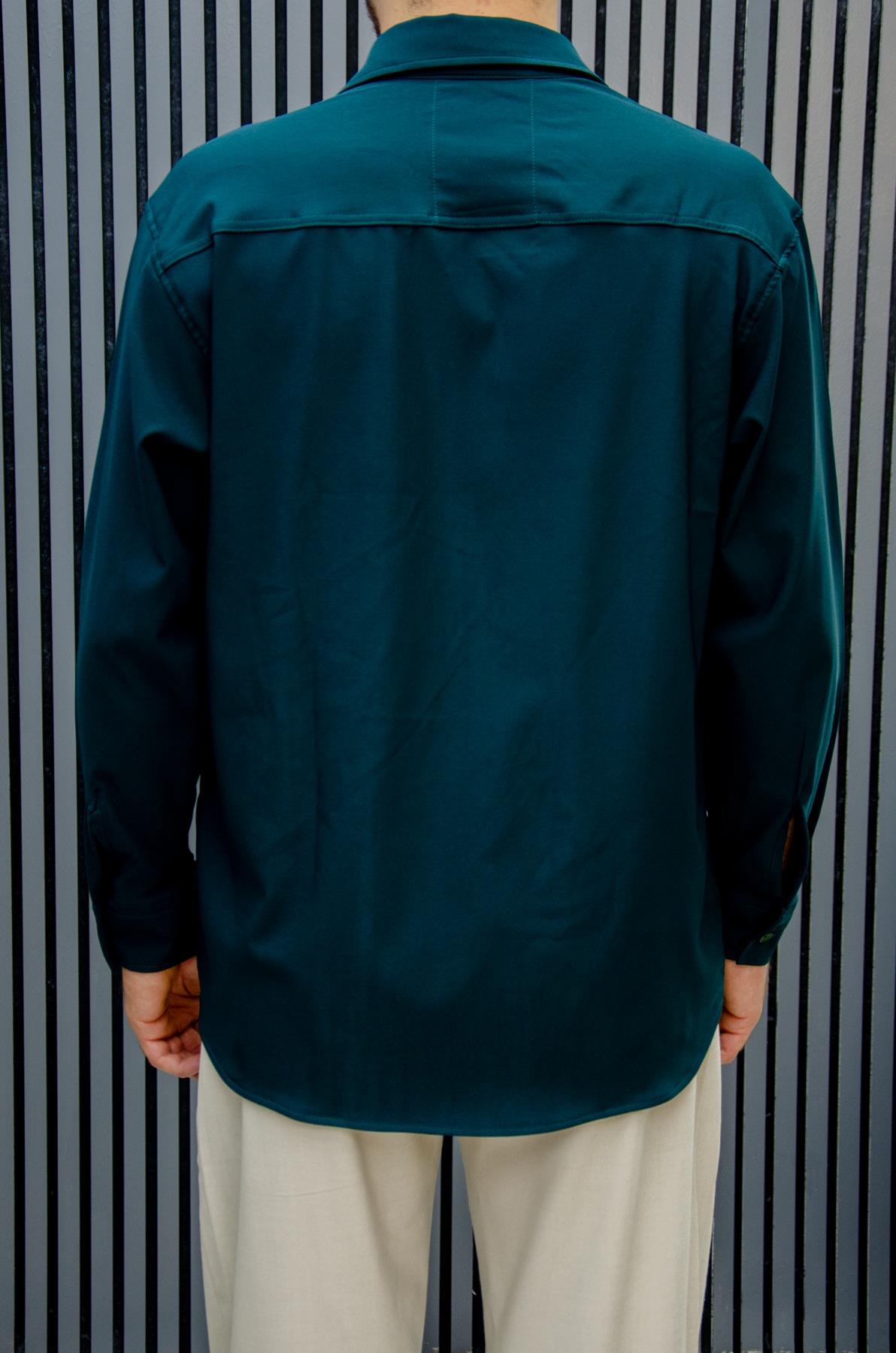 Erkek Yazlık Tiril Tiril Aktüs Cepli Oversize Gömlek - Koyu Yeşil