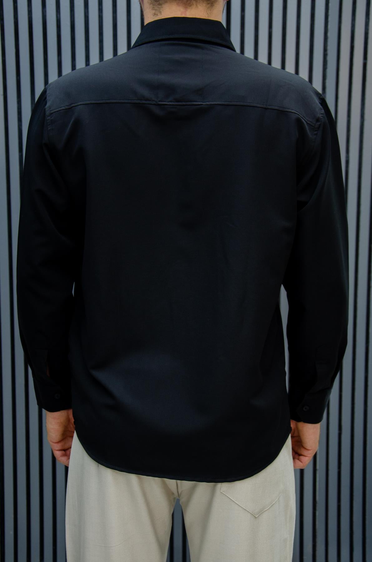 Erkek Yazlık Tiril Tiril Aktüs Oversize Gömlek - Siyah