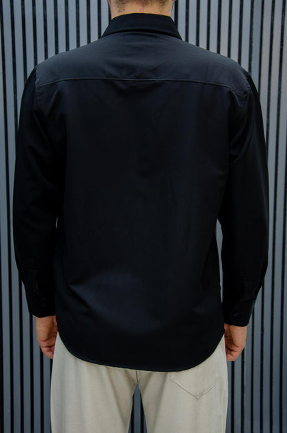 Erkek Yazlık Tiril Tiril Aktüs Oversize Gömlek - Siyah