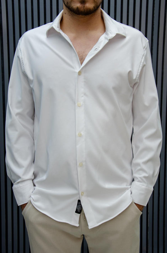 Erkek Yazlık Tiril Tiril Aktüs Oversize Gömlek - Beyaz