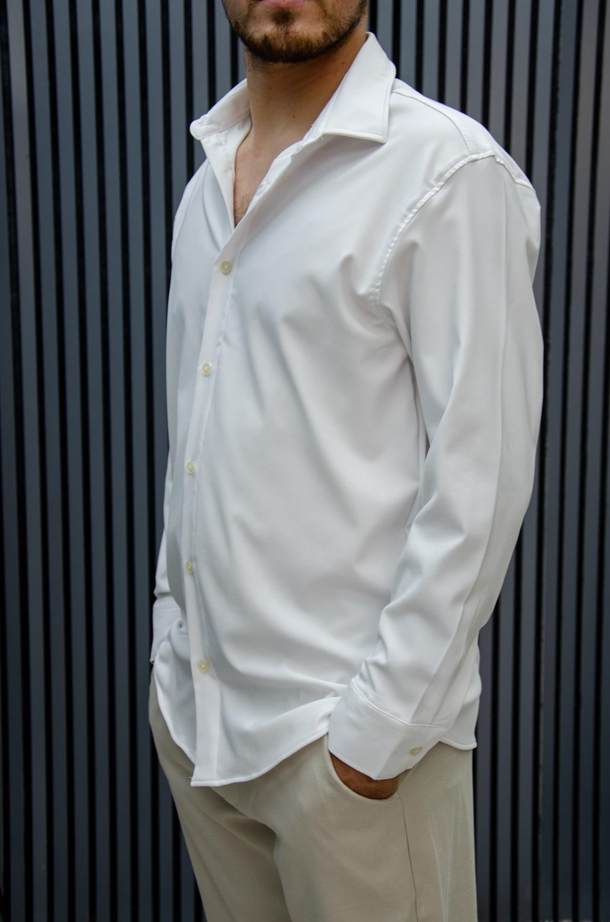 Erkek Yazlık Tiril Tiril Aktüs Oversize Gömlek - Beyaz