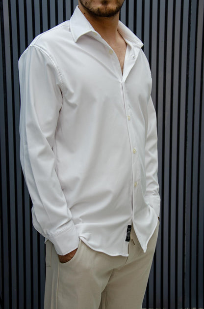 Erkek Yazlık Tiril Tiril Aktüs Oversize Gömlek - Beyaz