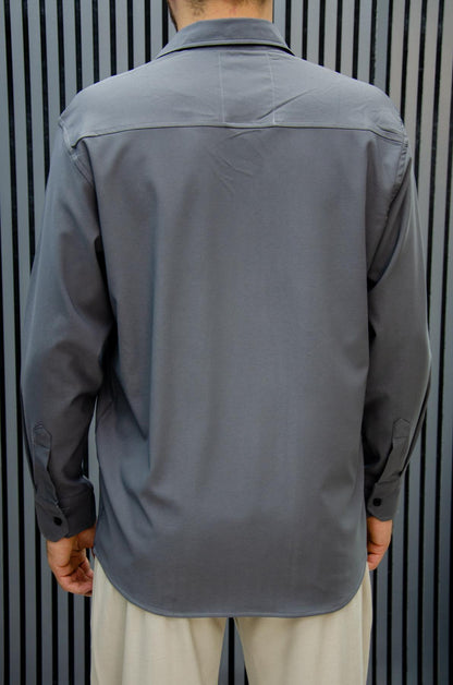 Erkek Yazlık Tiril Tiril Aktüs Oversize Gömlek - Füme