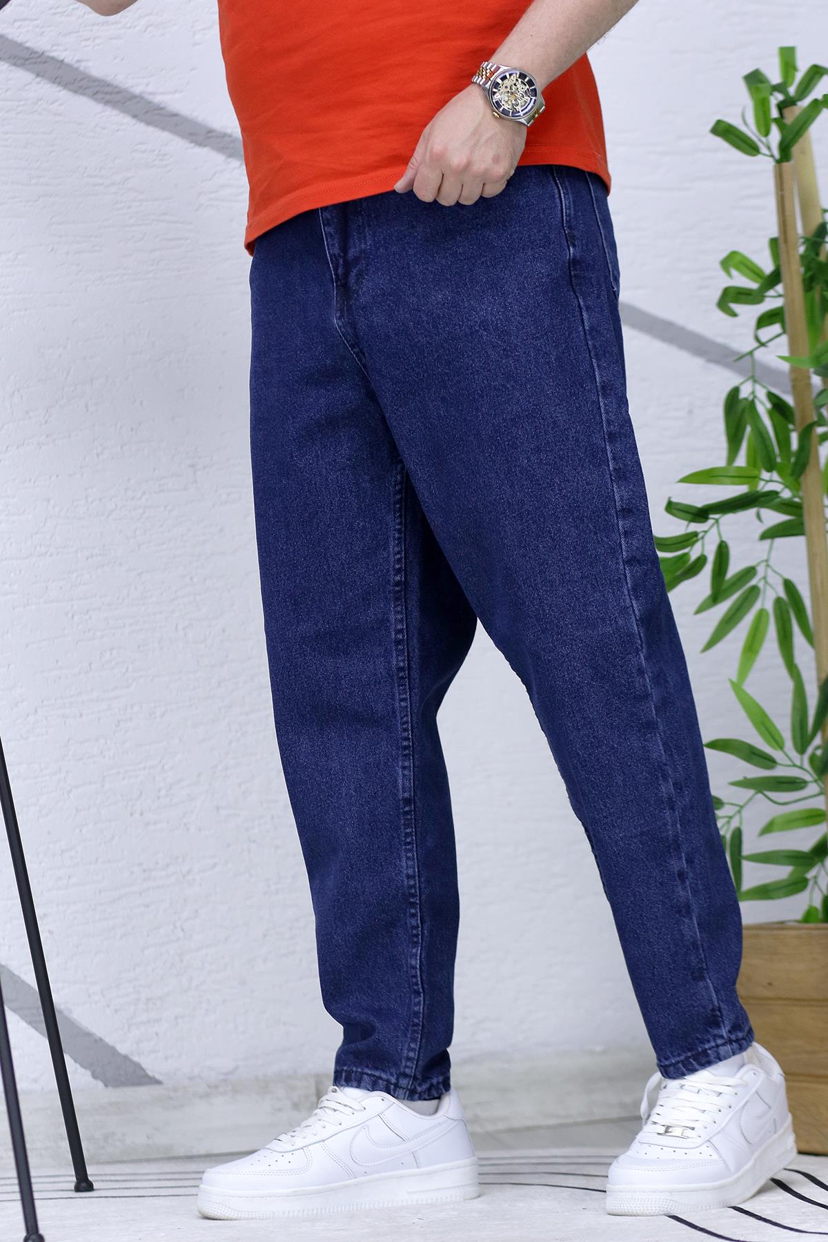 Erkek Yıkamalı Boyfirend Kot Pantolon - Lacivert