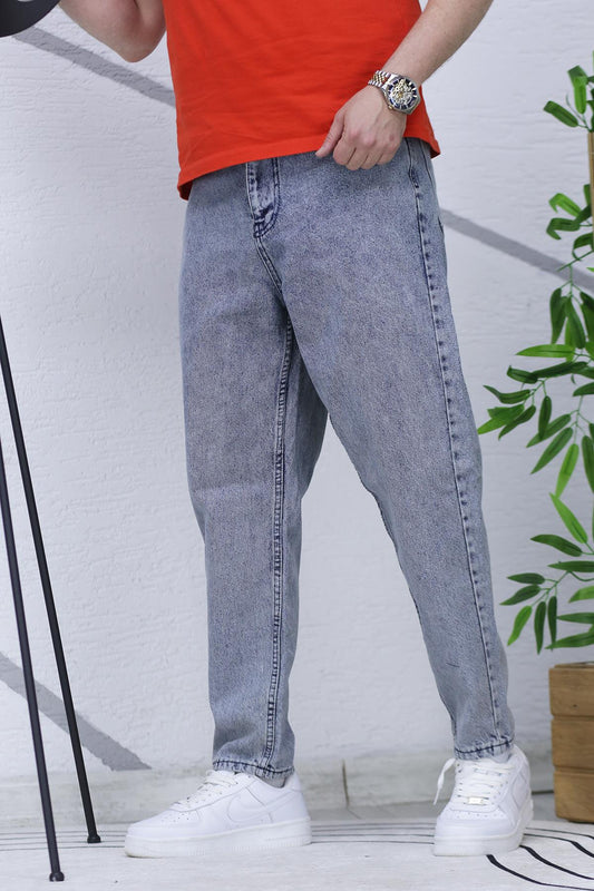 Erkek Yıkamalı Boyfirend Kot Pantolon - Mavi