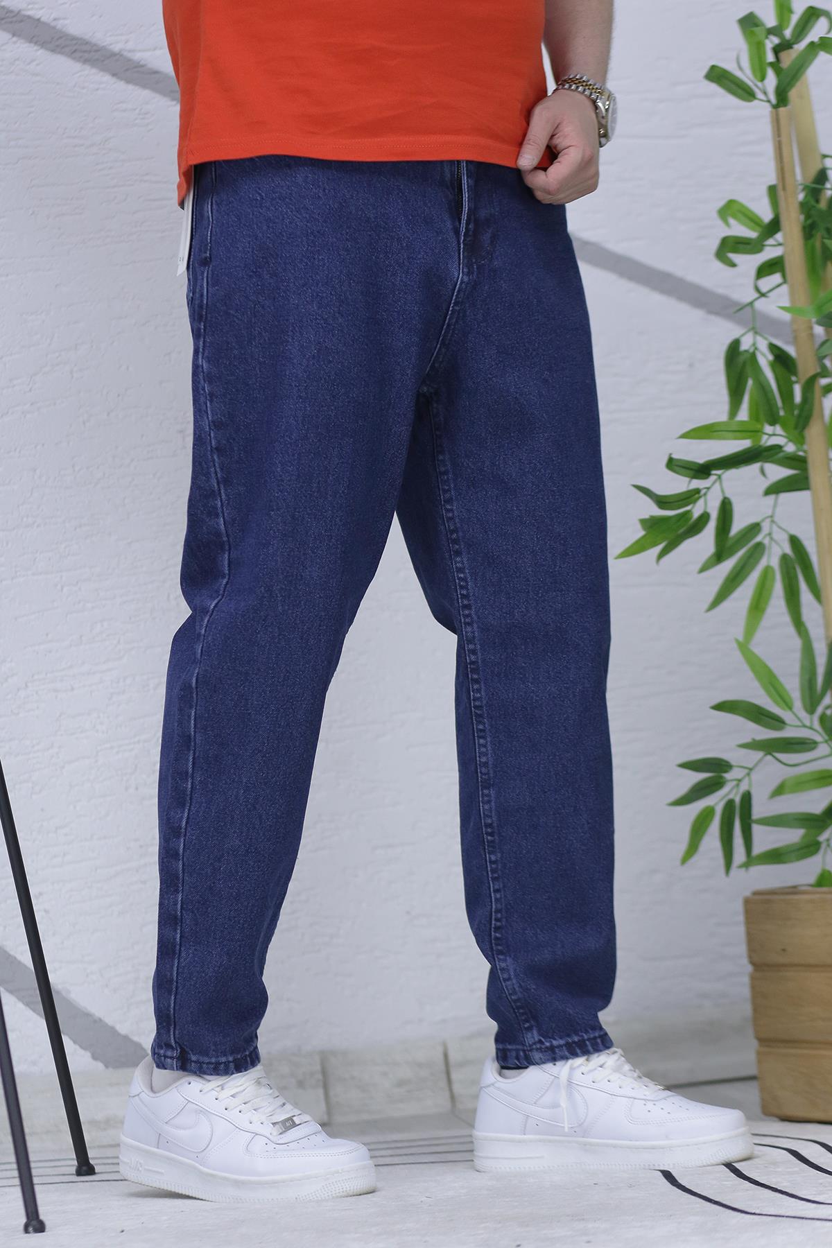 Erkek Yıkamalı Boyfirend Kot Pantolon - Lacivert