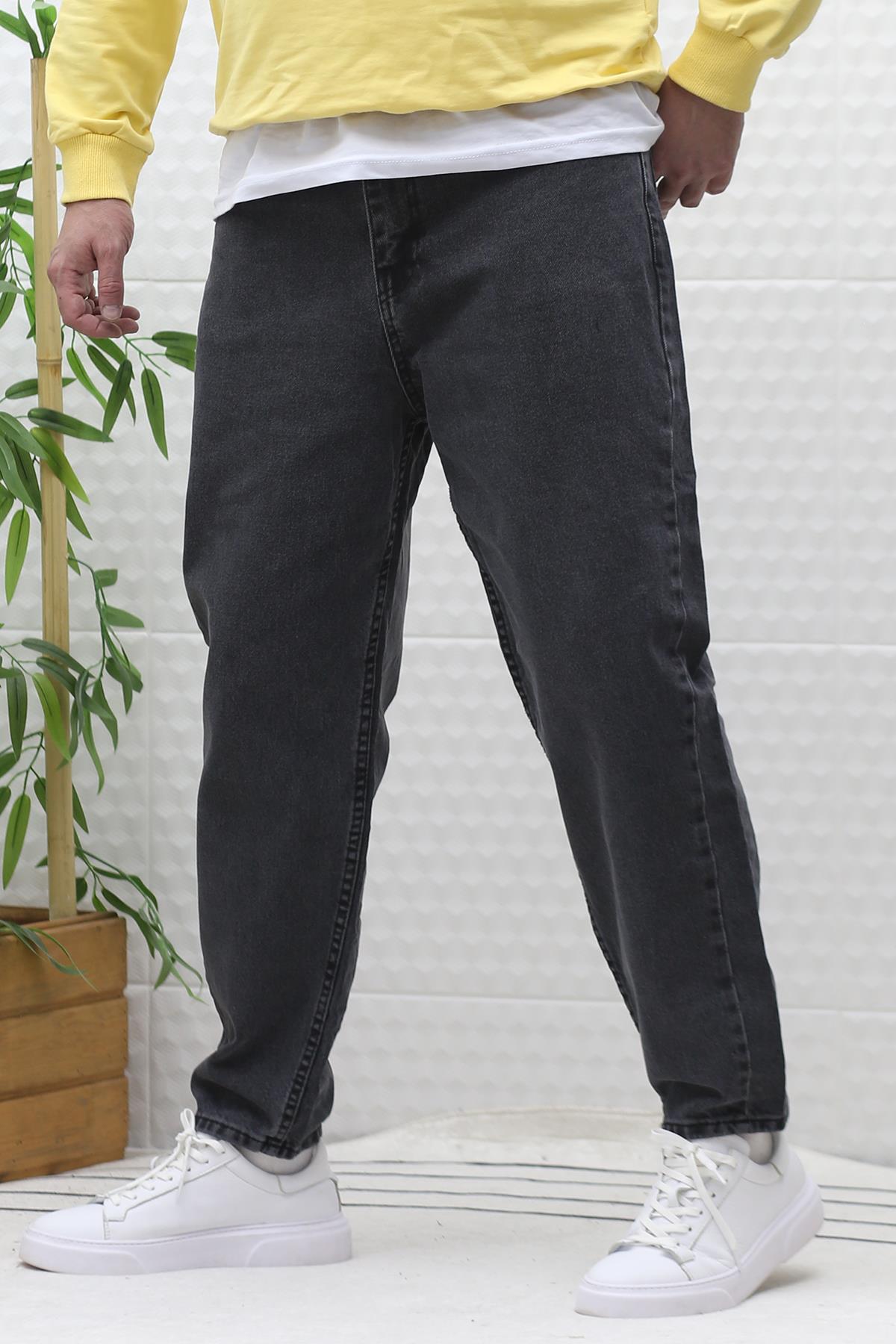Erkek Yıkamalı Boyfirend Kot Pantolon - Füme