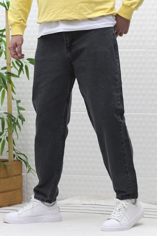 Erkek Yıkamalı Boyfirend Kot Pantolon - Füme